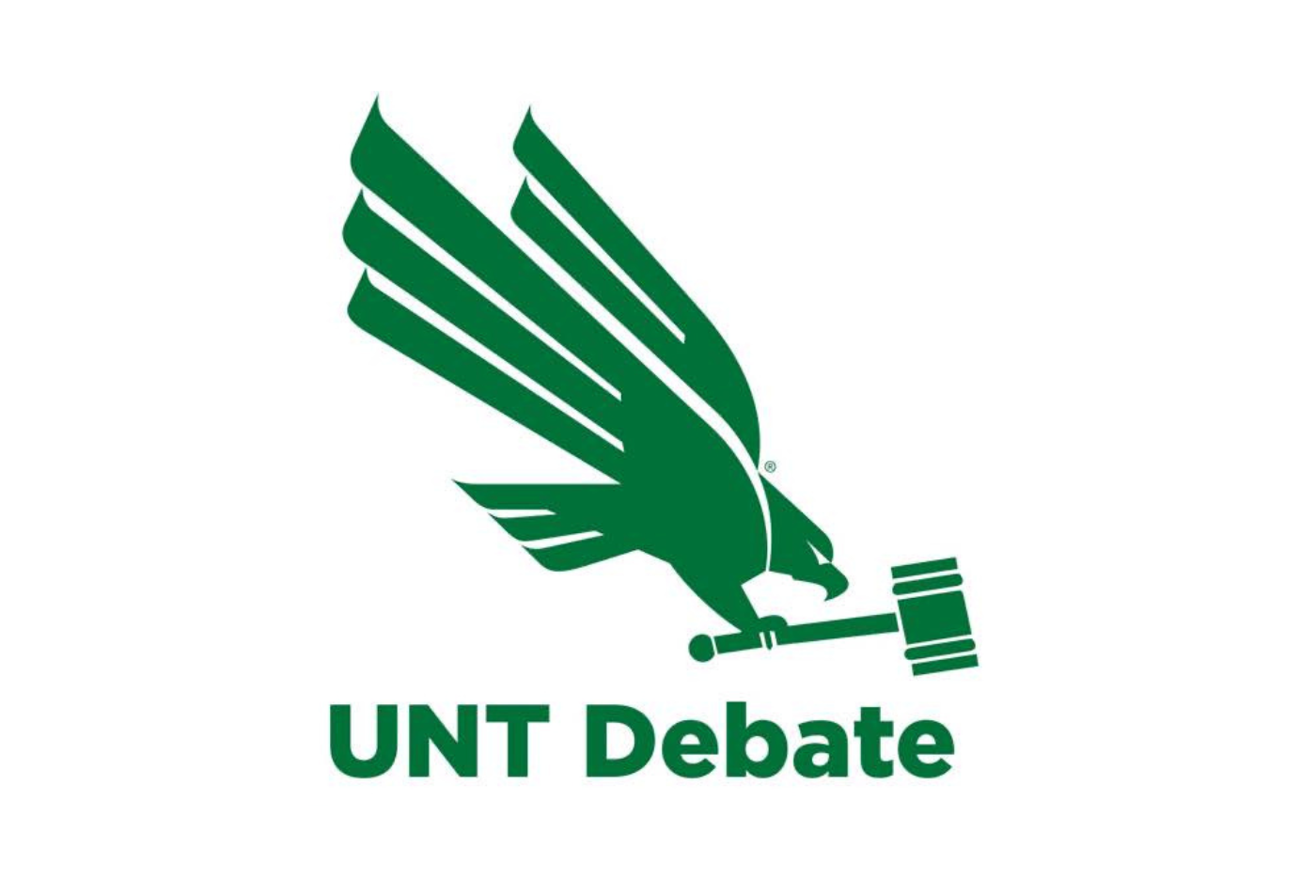 UNT Debate Logo - UNT Eagle holding gavel