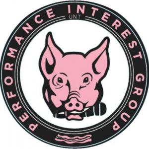 Performance Interest Group logo showing a pig holding a microphone in its mouth