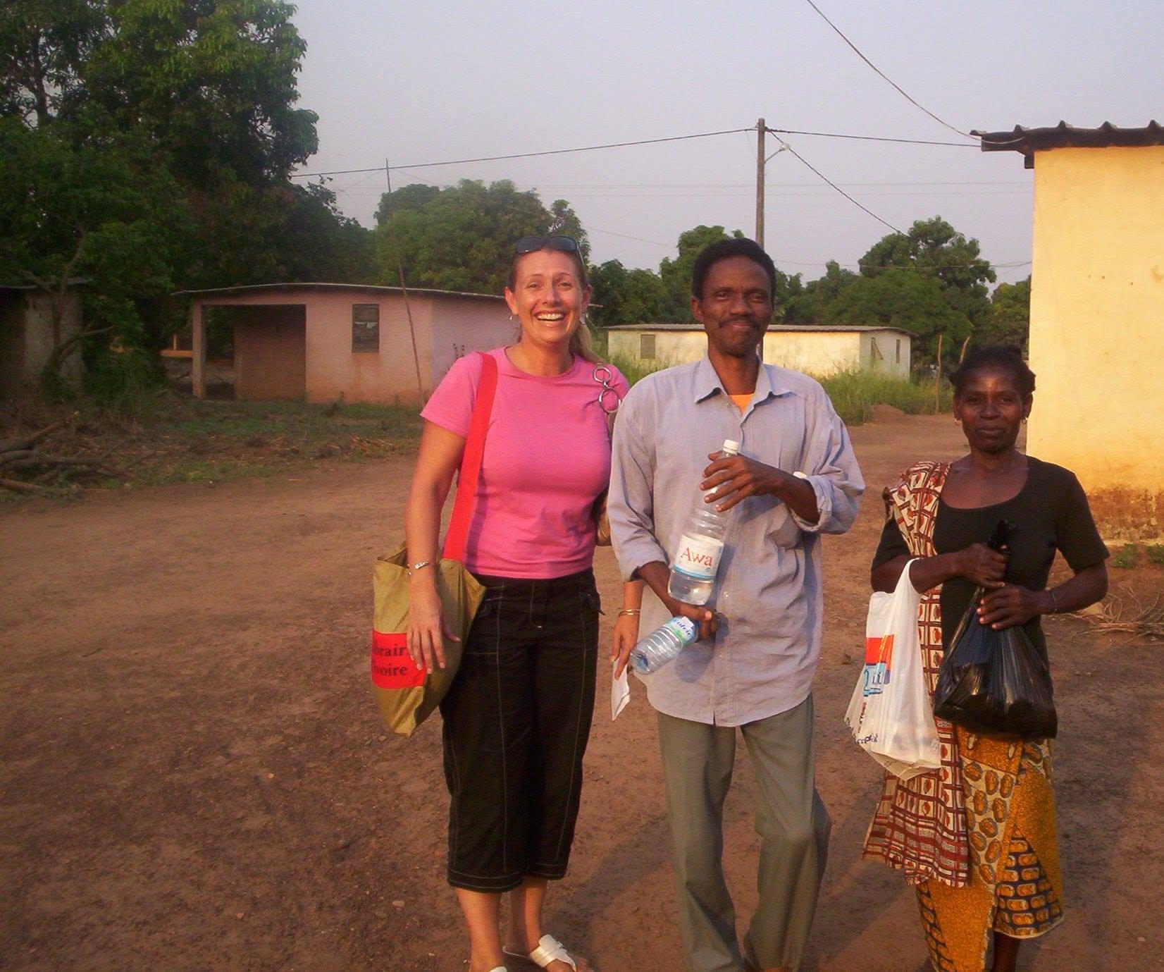 Annaliese, Ouattara, and Rosalie in the village on a return trip Annaliese took in 2007.